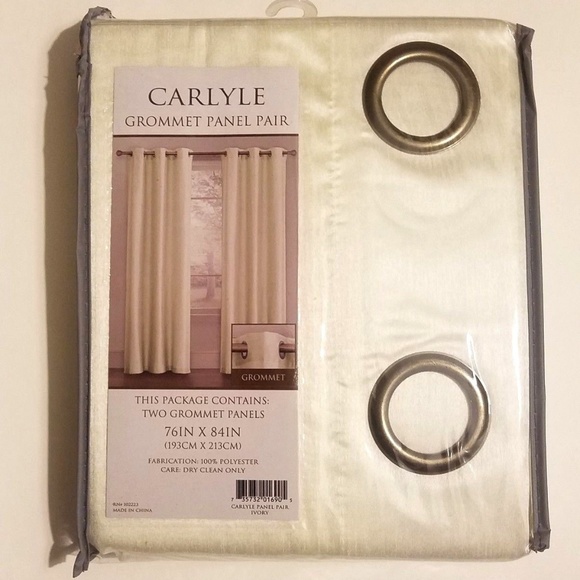 Carlyle Grommet Panel Window Curtains Pair IVORY - Picture 1 of 1